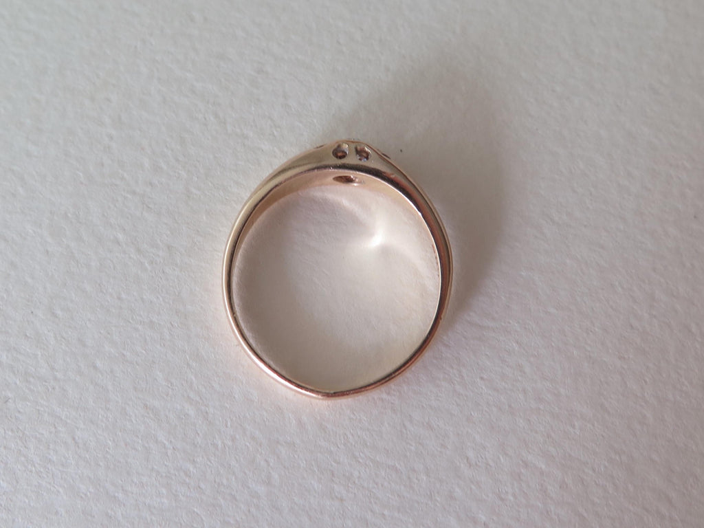 Antique 14k Gold Gipsy Ring, Natural Diamond Art Deco Mens Ring