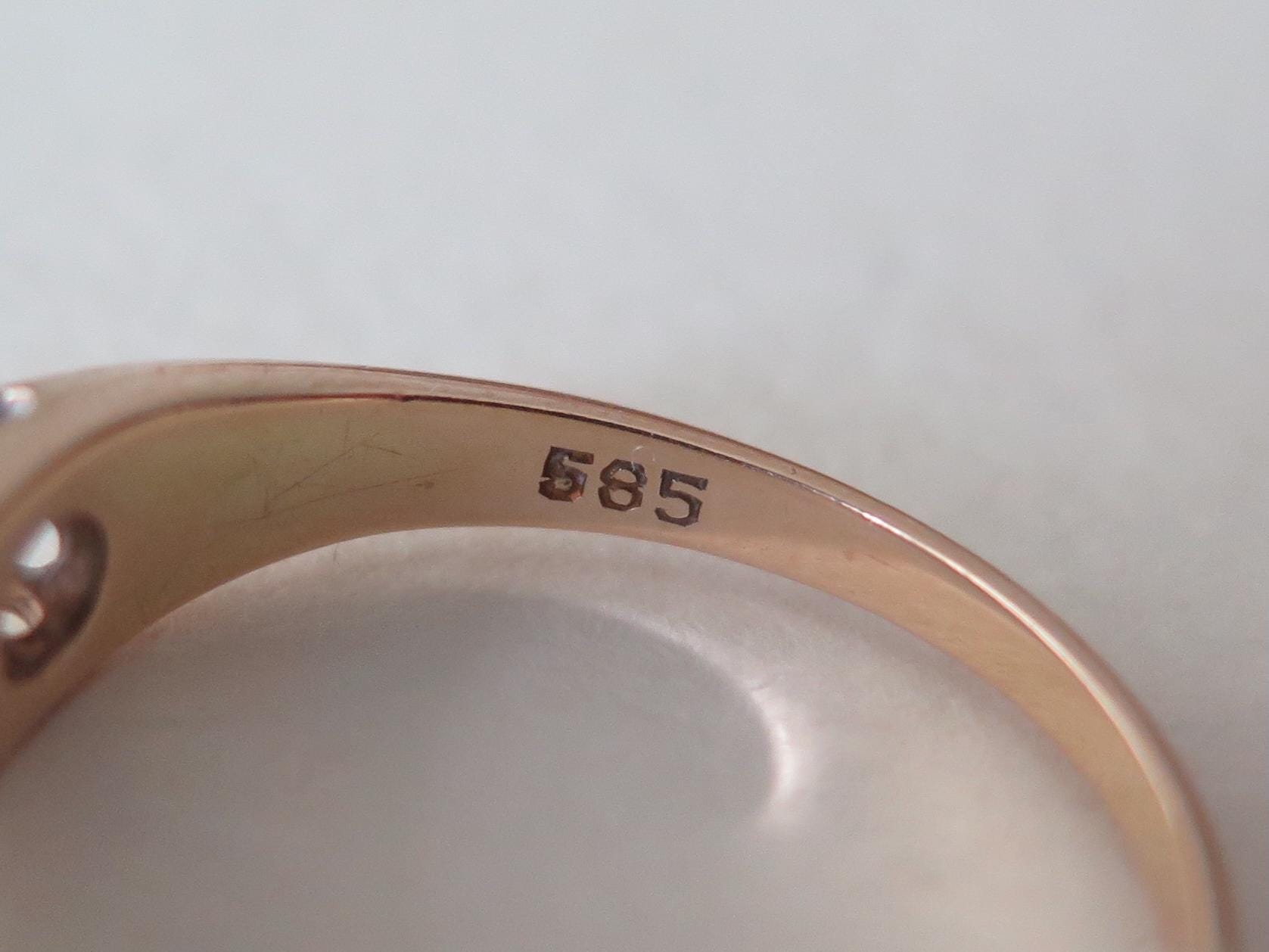 Antique 14k Gold Gipsy Ring, Natural Diamond Art Deco Mens Ring