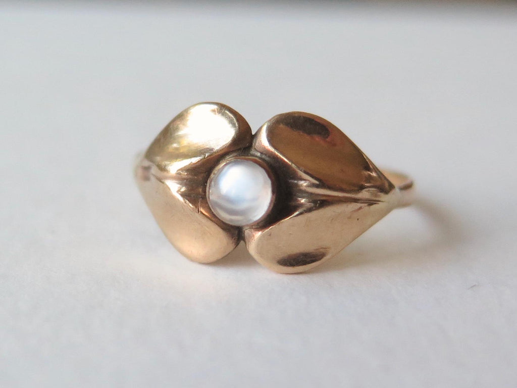 Vintage 18k Gold Moonstone Ring – Gustav Dahlgren, Sweden, 1950s, Scandinavian Design Jewelry