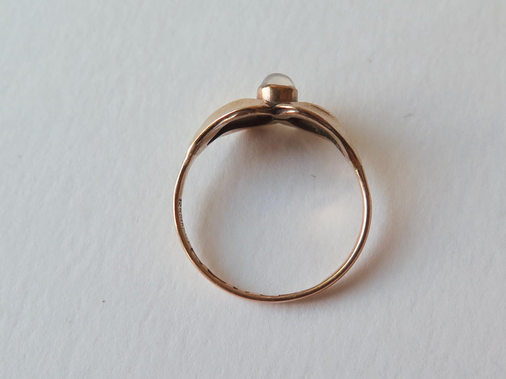 Vintage 18k Gold Moonstone Ring – Gustav Dahlgren, Sweden, 1950s, Scandinavian Design Jewelry