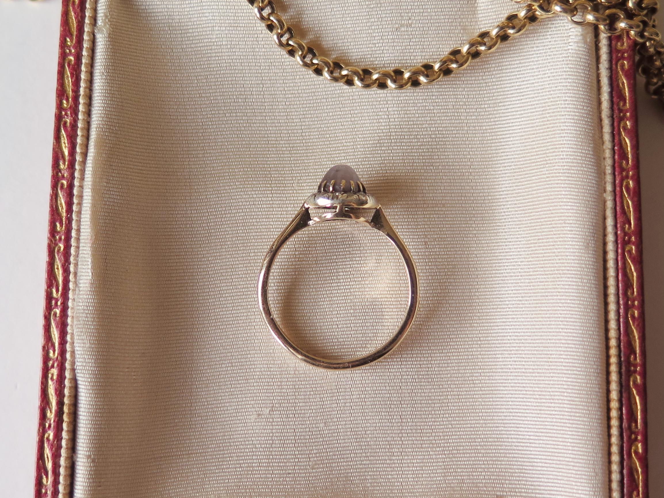 Victorian 14k Gold Star Sapphire Ring: Antique Diamond Halo Jewelry