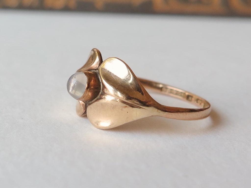 Vintage 18k Gold Moonstone Ring – Gustav Dahlgren, Sweden, 1950s, Scandinavian Design Jewelry