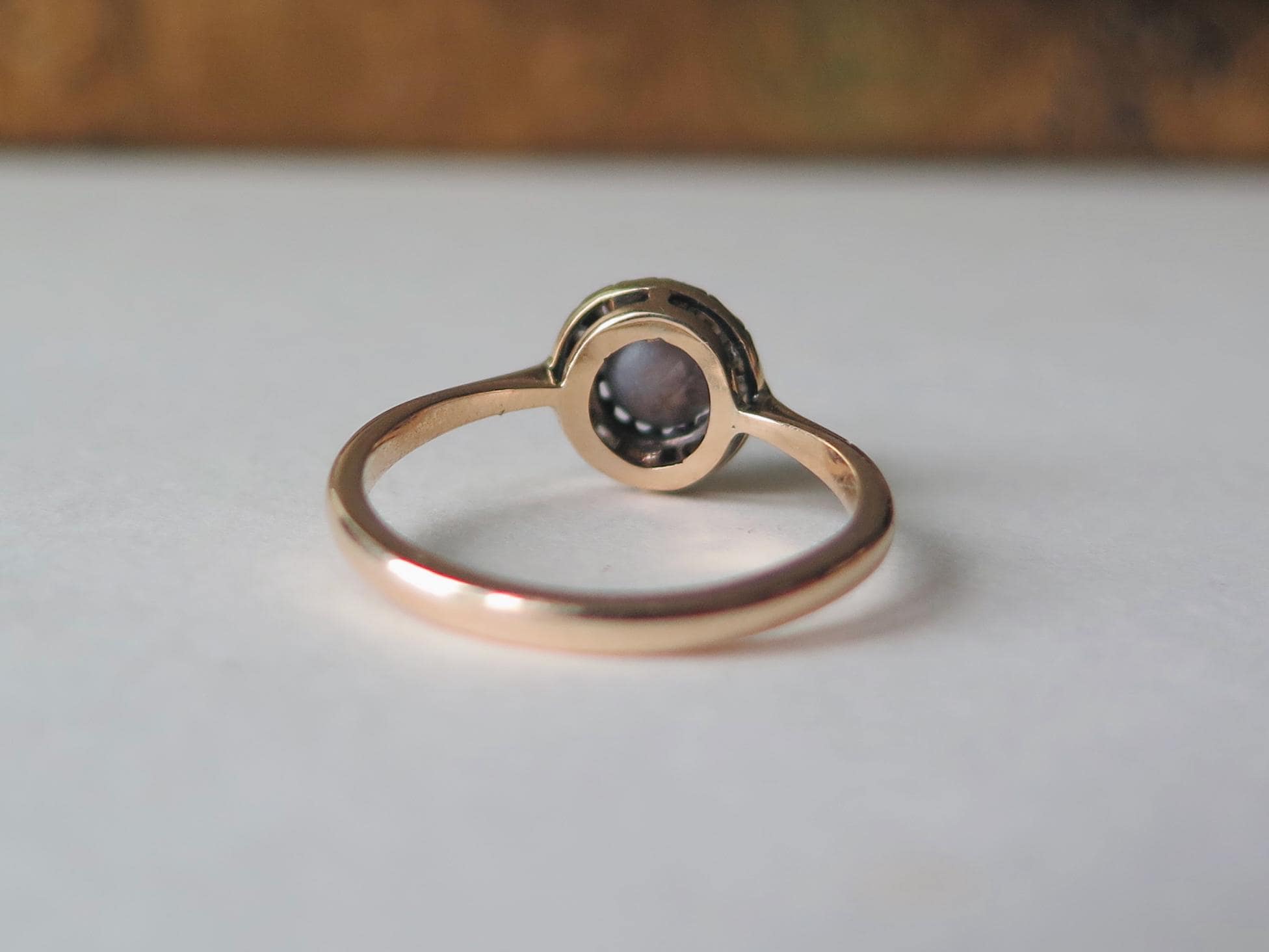 Victorian 14k Gold Star Sapphire Ring: Antique Diamond Halo Jewelry