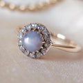 Victorian 14k Gold Star Sapphire Ring: Antique Diamond Halo Jewelry