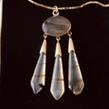 Victorian 14K Gold and Banded Agate Pendant Necklace