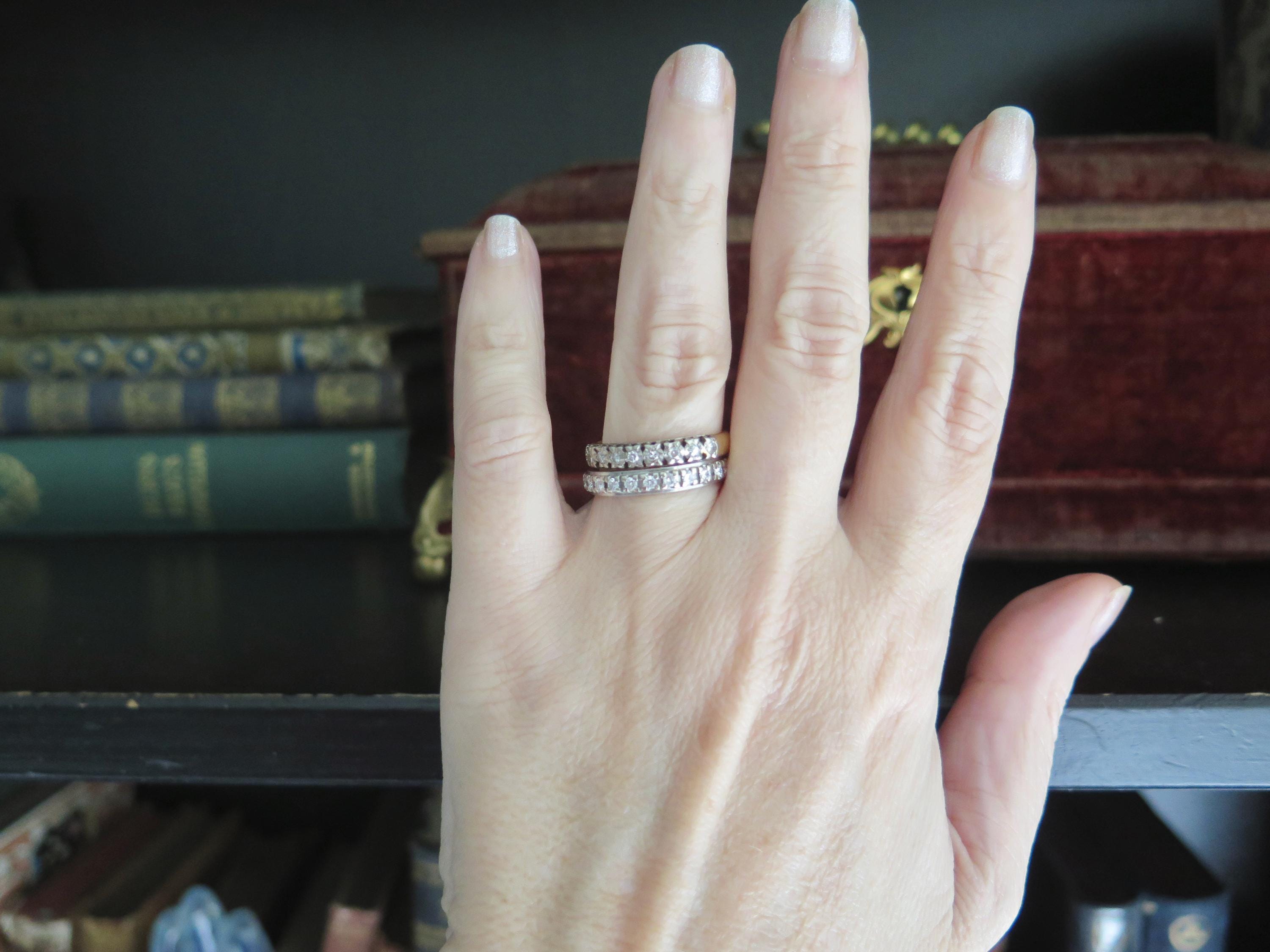 Vintage 14k Gold and Diamond Band Ring, Half-eternity Ring