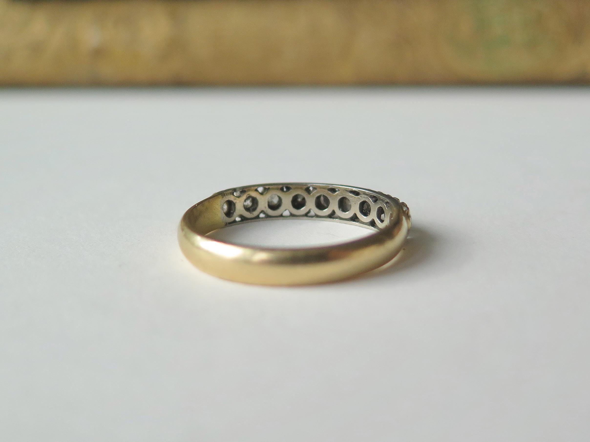 Vintage 14k Gold and Diamond Band Ring, Half-eternity Ring