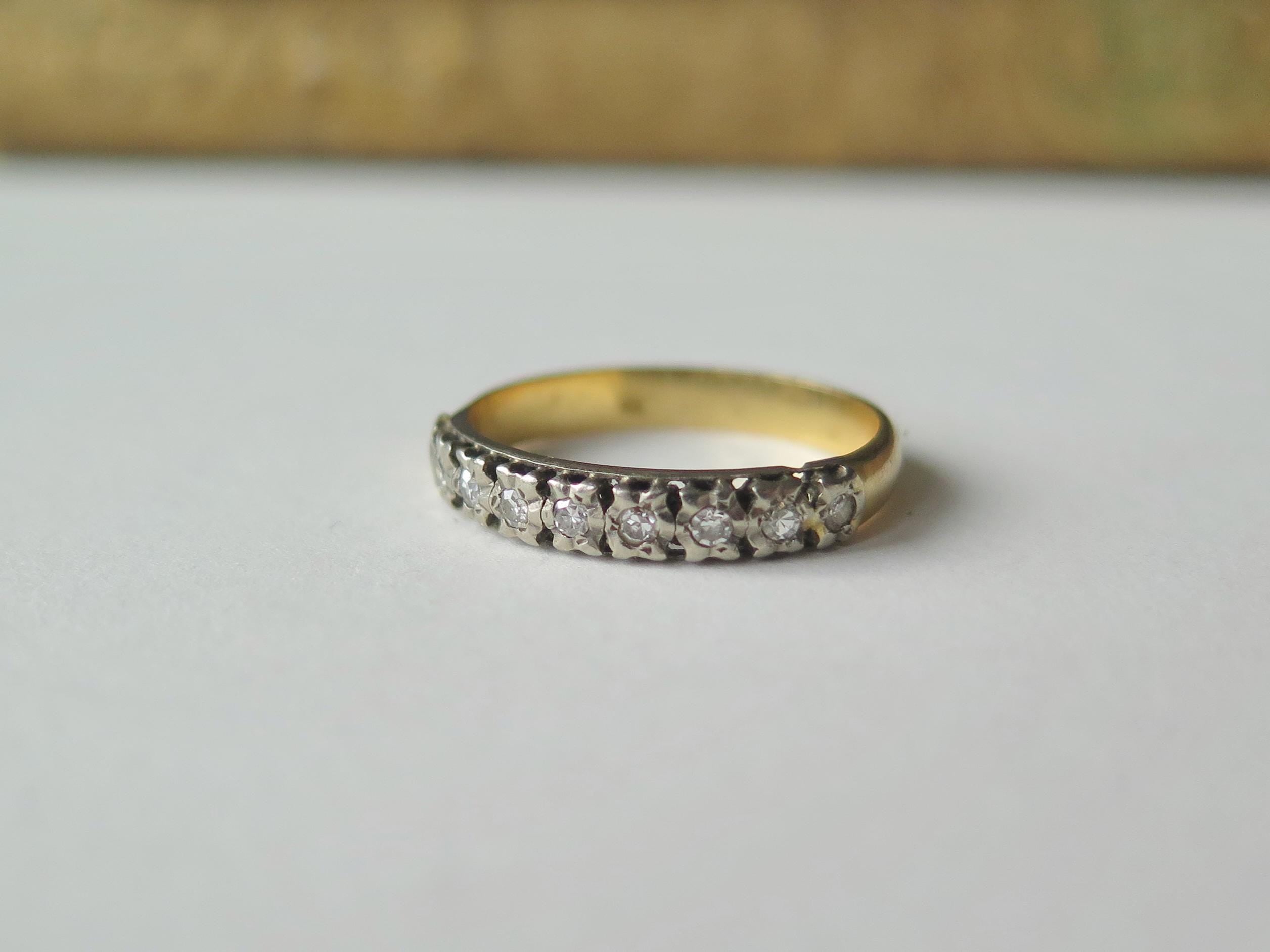 Vintage 14k Gold and Diamond Band Ring, Half-eternity Ring