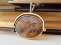 Victorian 14k Gold Rotating Fob with Mythological Intaglio, Jupiter and Ganymede