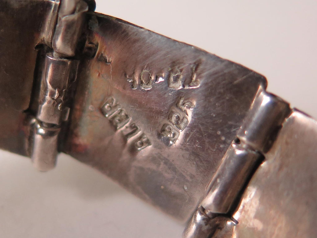 Attributed to Margot de Taxco, Vintage Taxco Snake Bracelet in 835 Silver and Enamel