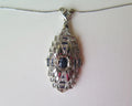 Antique Art Deco Necklace, 18k White Gold, Natural Diamonds and Sapphires
