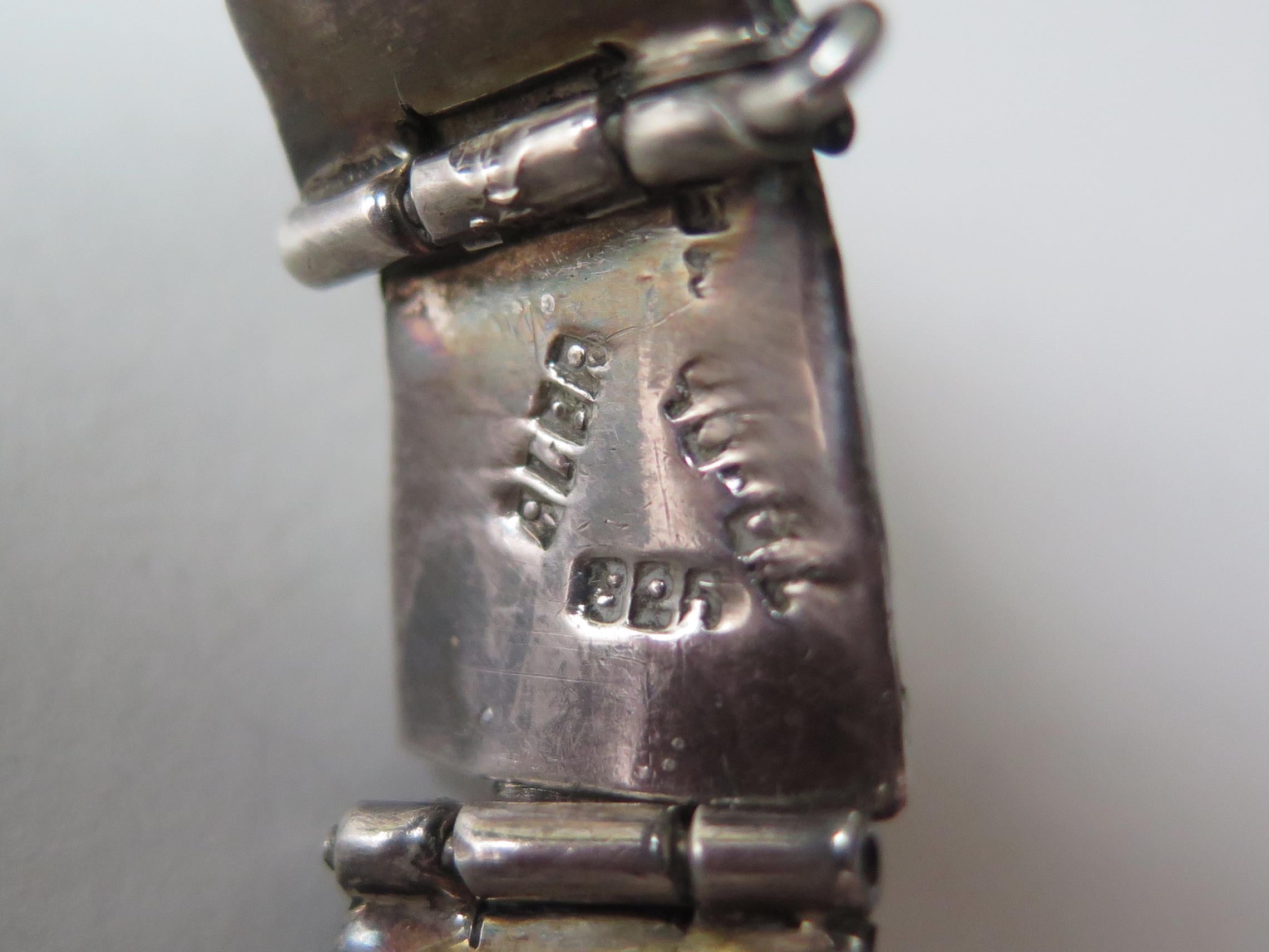 Attributed to Margot de Taxco, Vintage Taxco Snake Bracelet in 835 Silver and Enamel