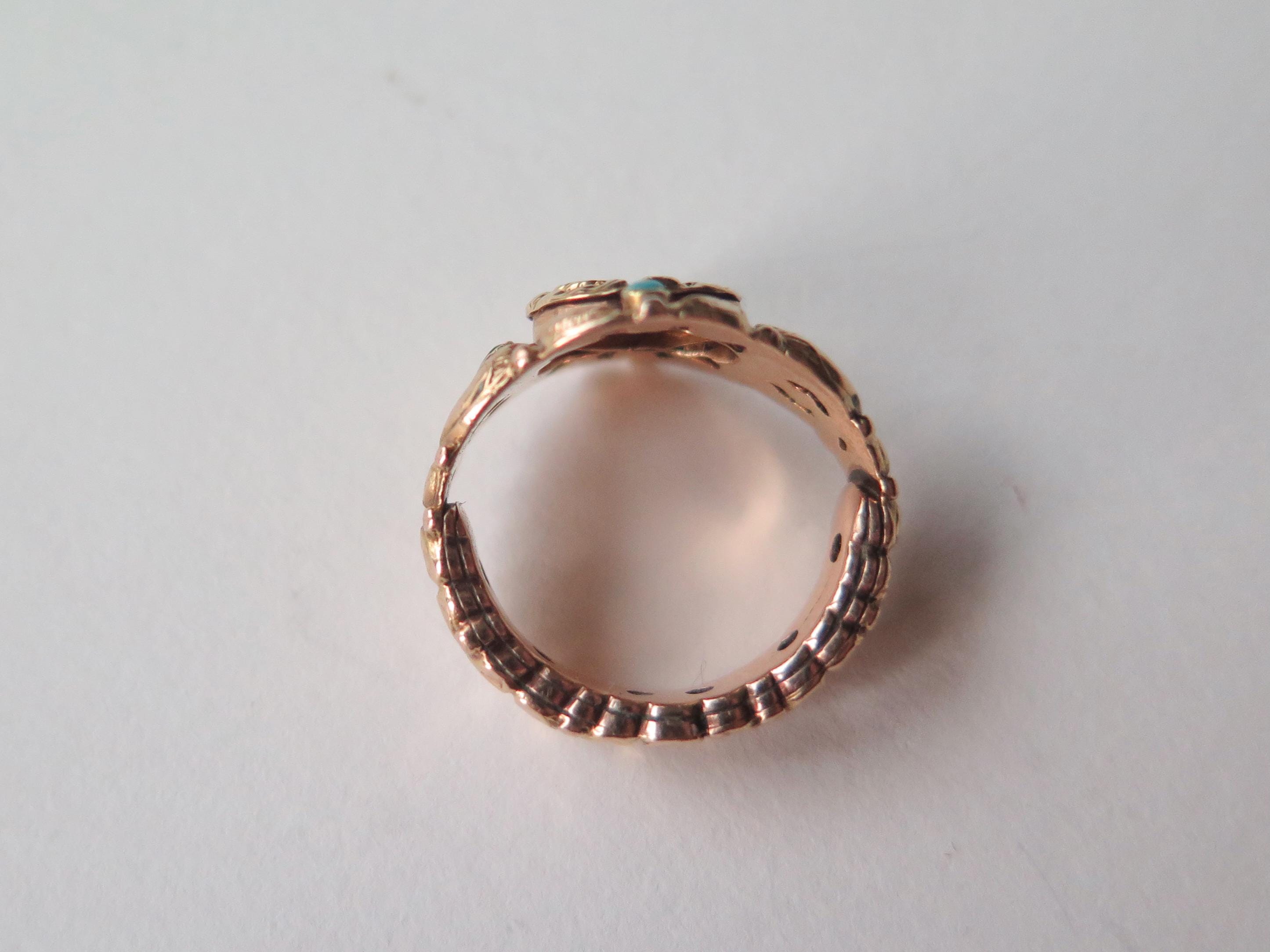Antique Italian 18k Gold Turquoise Ring, Bourbon Period c.1840 Victorian Ring