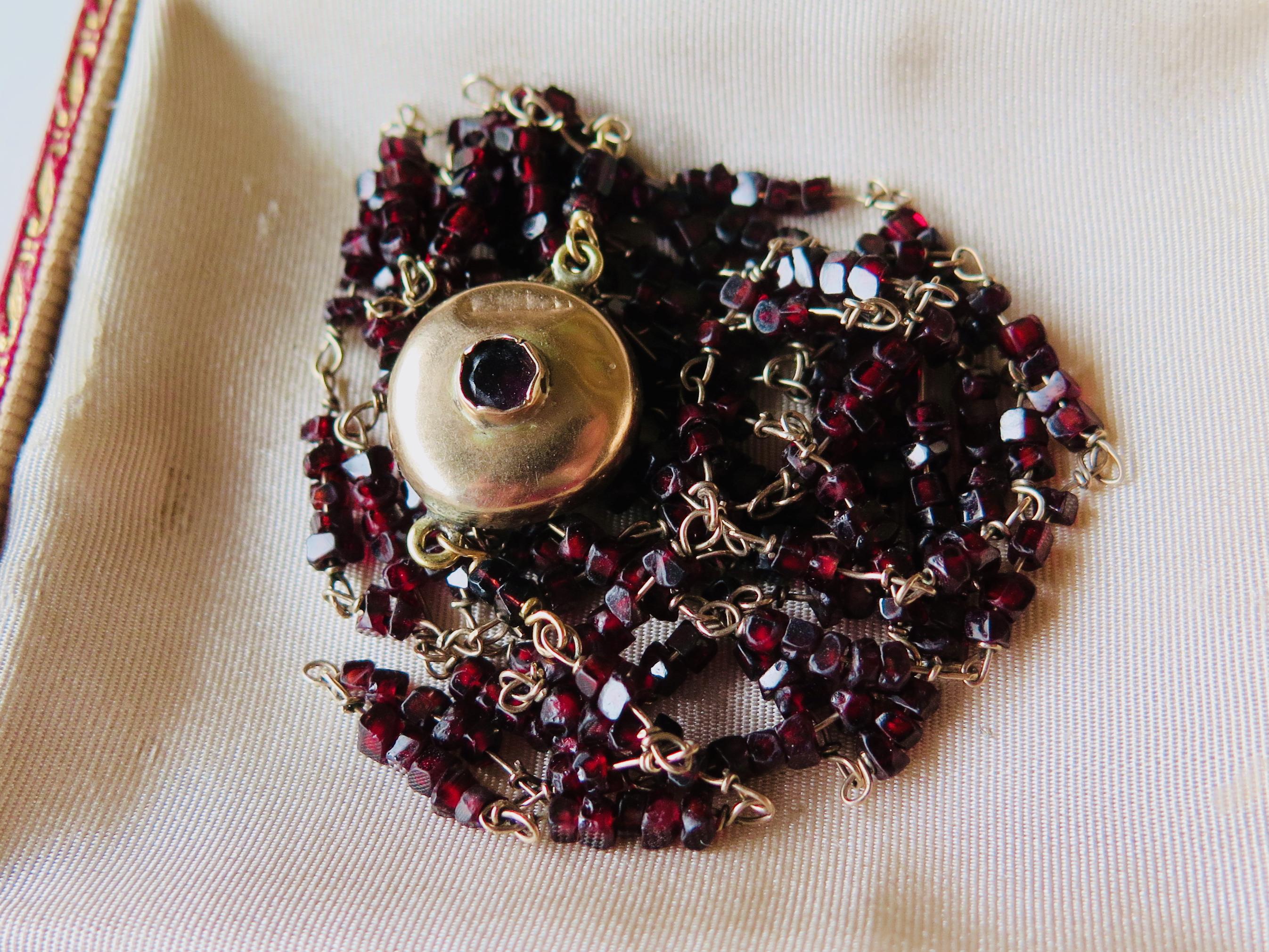 Antique Garnet Necklace 14k Gold Early 1900s Edwardian Garnet Jewelry