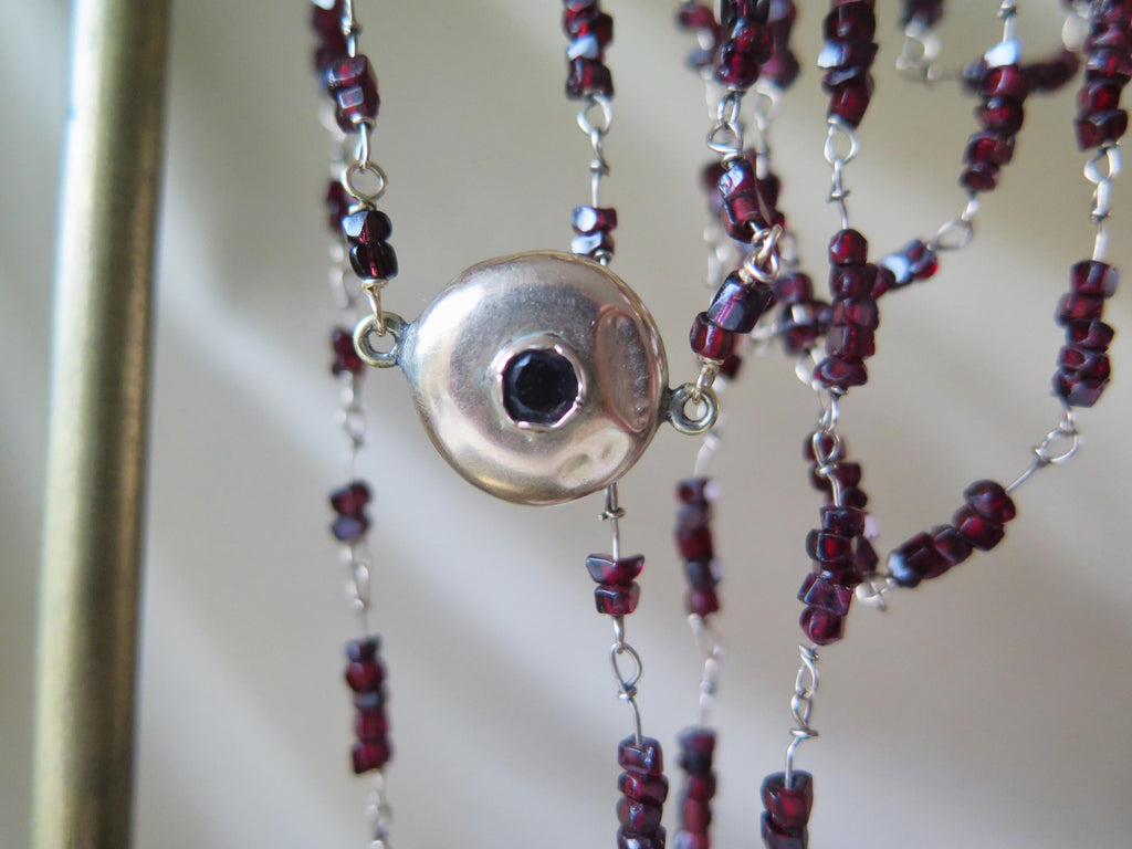 Antique Garnet Necklace 14k Gold Early 1900s Edwardian Garnet Jewelry