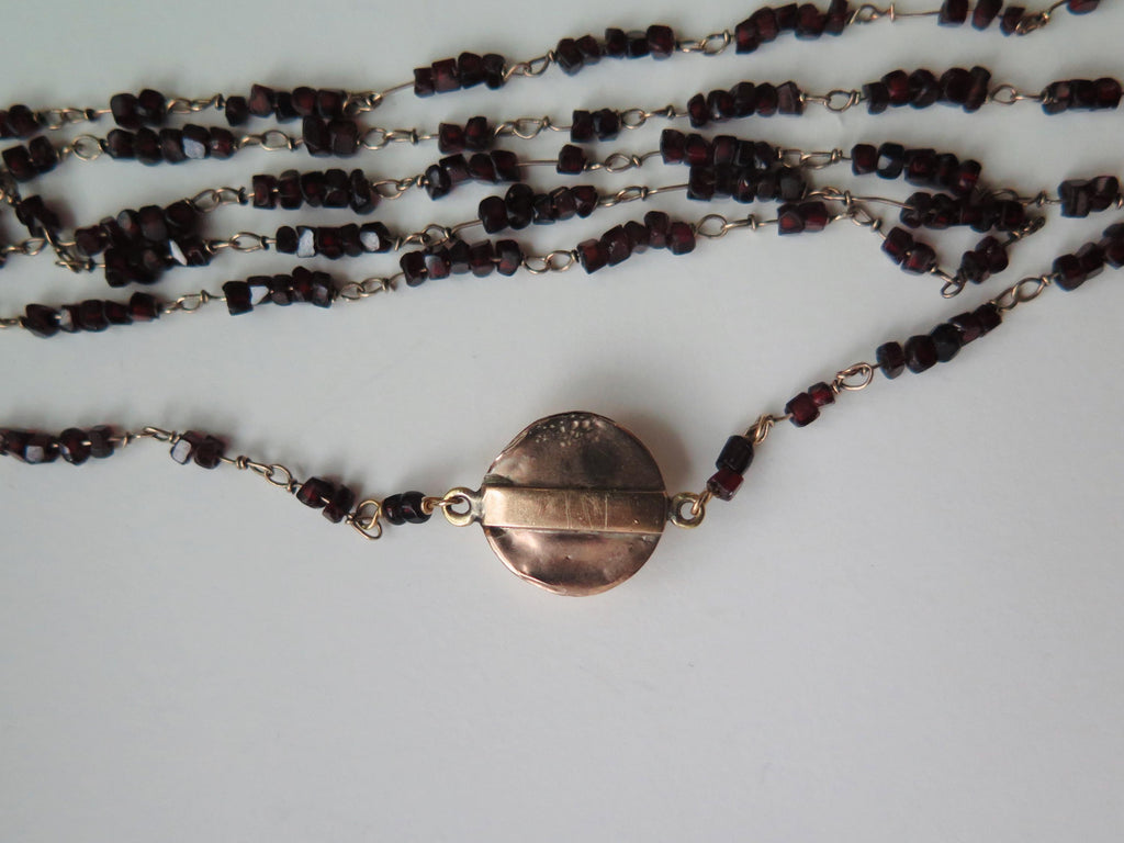 Antique Garnet Necklace 14k Gold Early 1900s Edwardian Garnet Jewelry