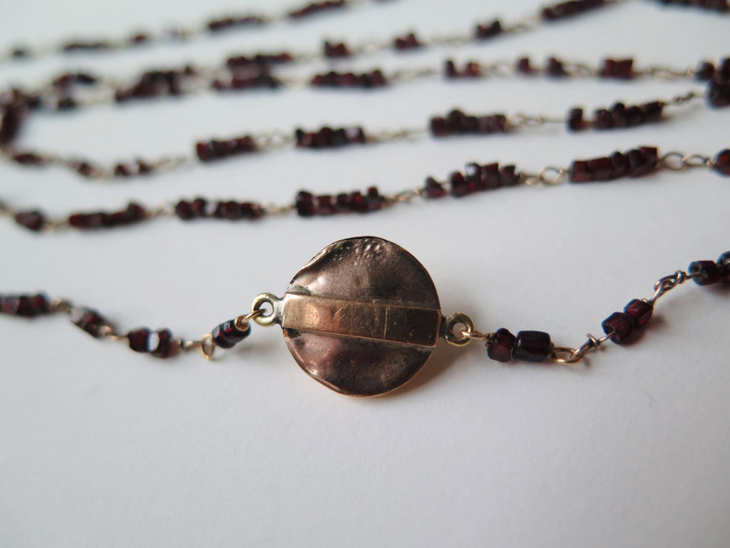 Antique Garnet Necklace 14k Gold Early 1900s Edwardian Garnet Jewelry
