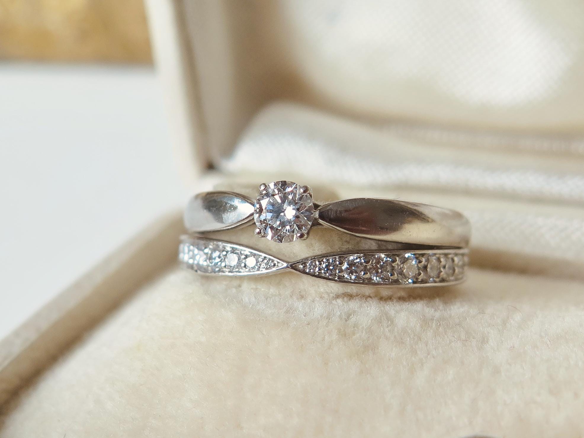 Vintage Tiffany & Co. Wedding Set "Harmony", Bridal Set in Platinum and Diamonds