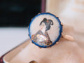 Antique Satsuma Porcelain Ring, 9k Rose Gold Japanese Geisha Miniature, Victorian Meiji Era Ceramic