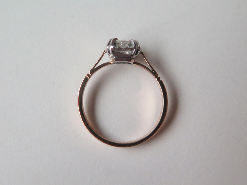 Antique Art Deco Diamond Ring, 18k Gold Illusion Setting, French Engagement Ring