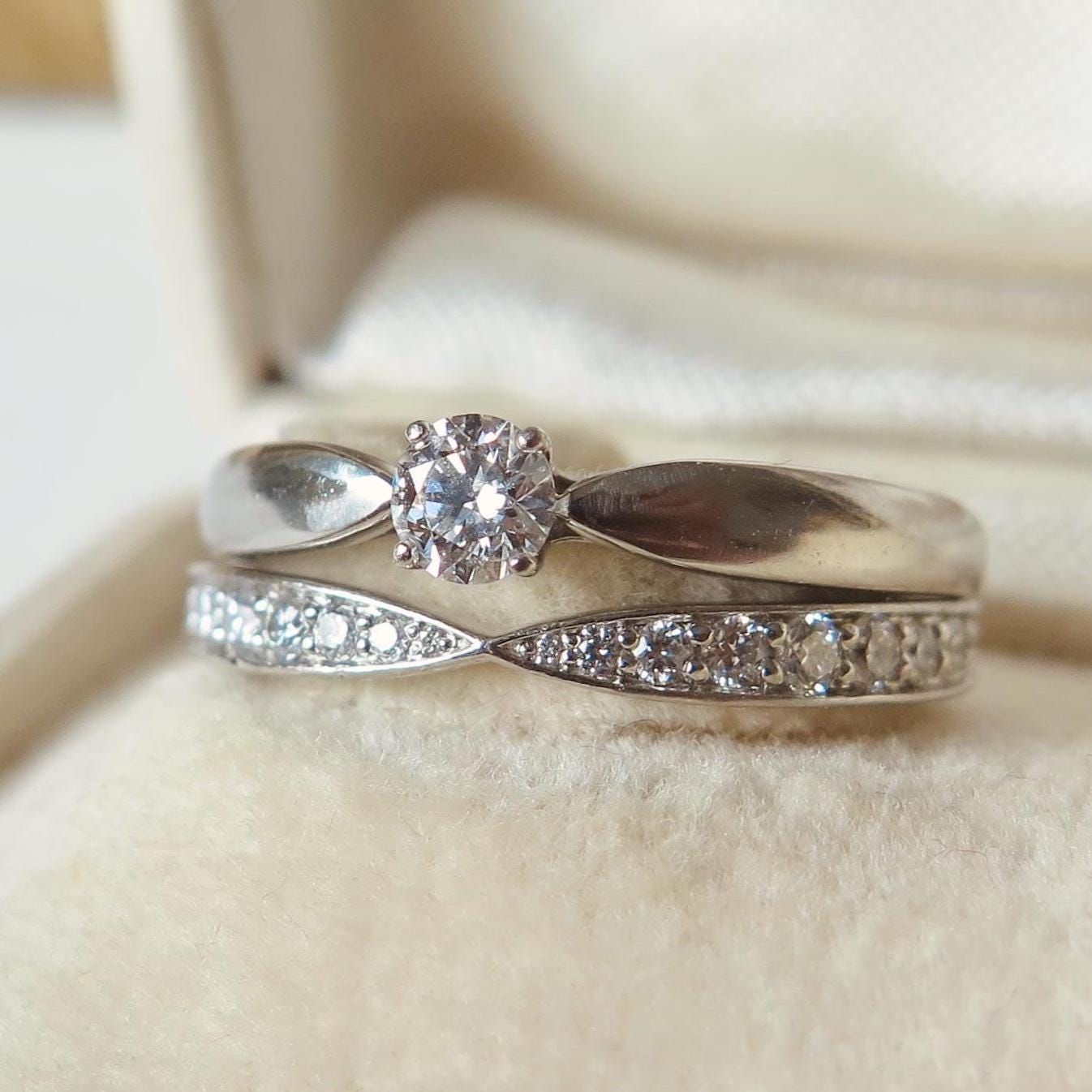 Vintage Tiffany & Co. Wedding Set "Harmony", Bridal Set in Platinum and Diamonds
