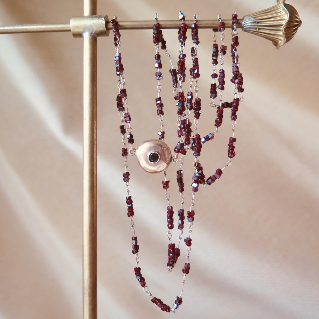 Antique Garnet Necklace 14k Gold Early 1900s Edwardian Garnet Jewelry