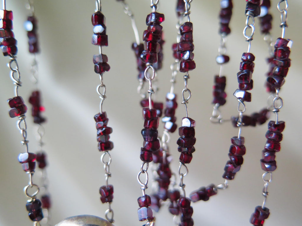 Antique Garnet Necklace 14k Gold Early 1900s Edwardian Garnet Jewelry