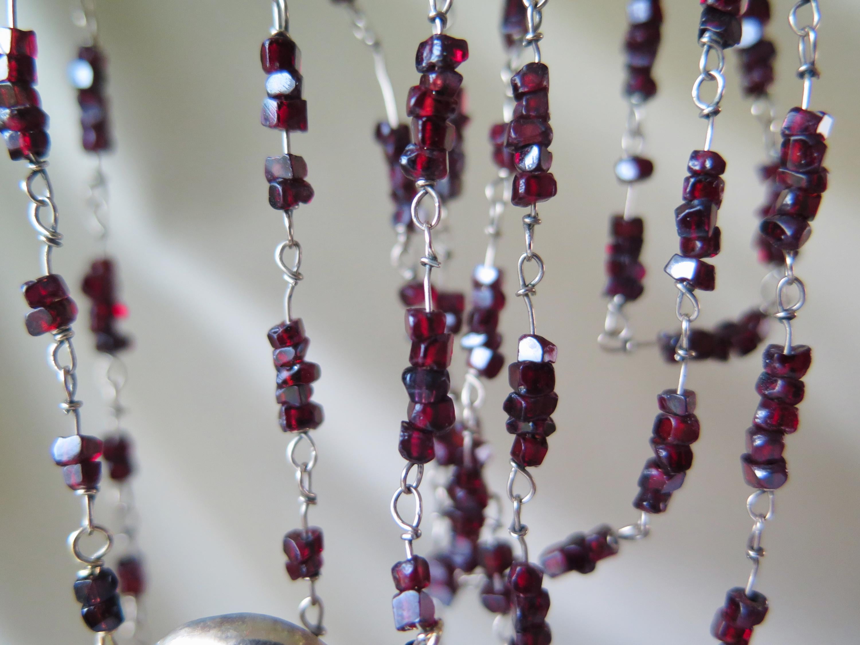 Antique Garnet Necklace 14k Gold Early 1900s Edwardian Garnet Jewelry
