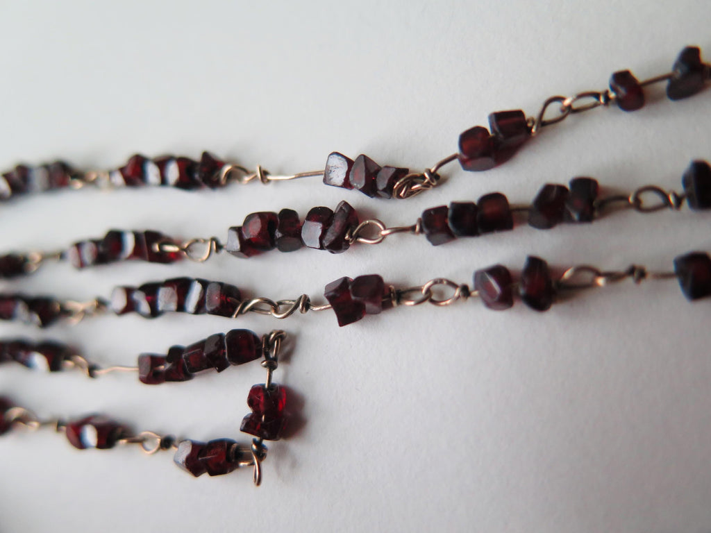 Antique Garnet Necklace 14k Gold Early 1900s Edwardian Garnet Jewelry