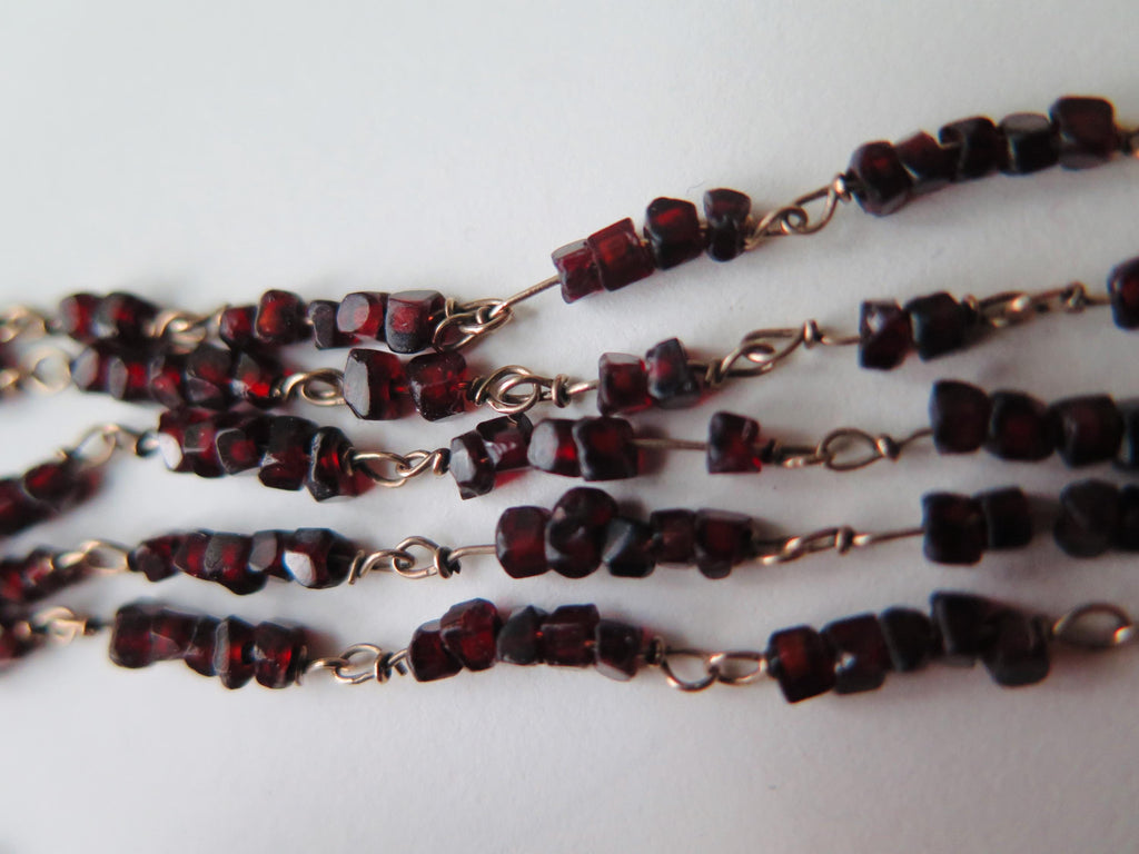 Antique Garnet Necklace 14k Gold Early 1900s Edwardian Garnet Jewelry