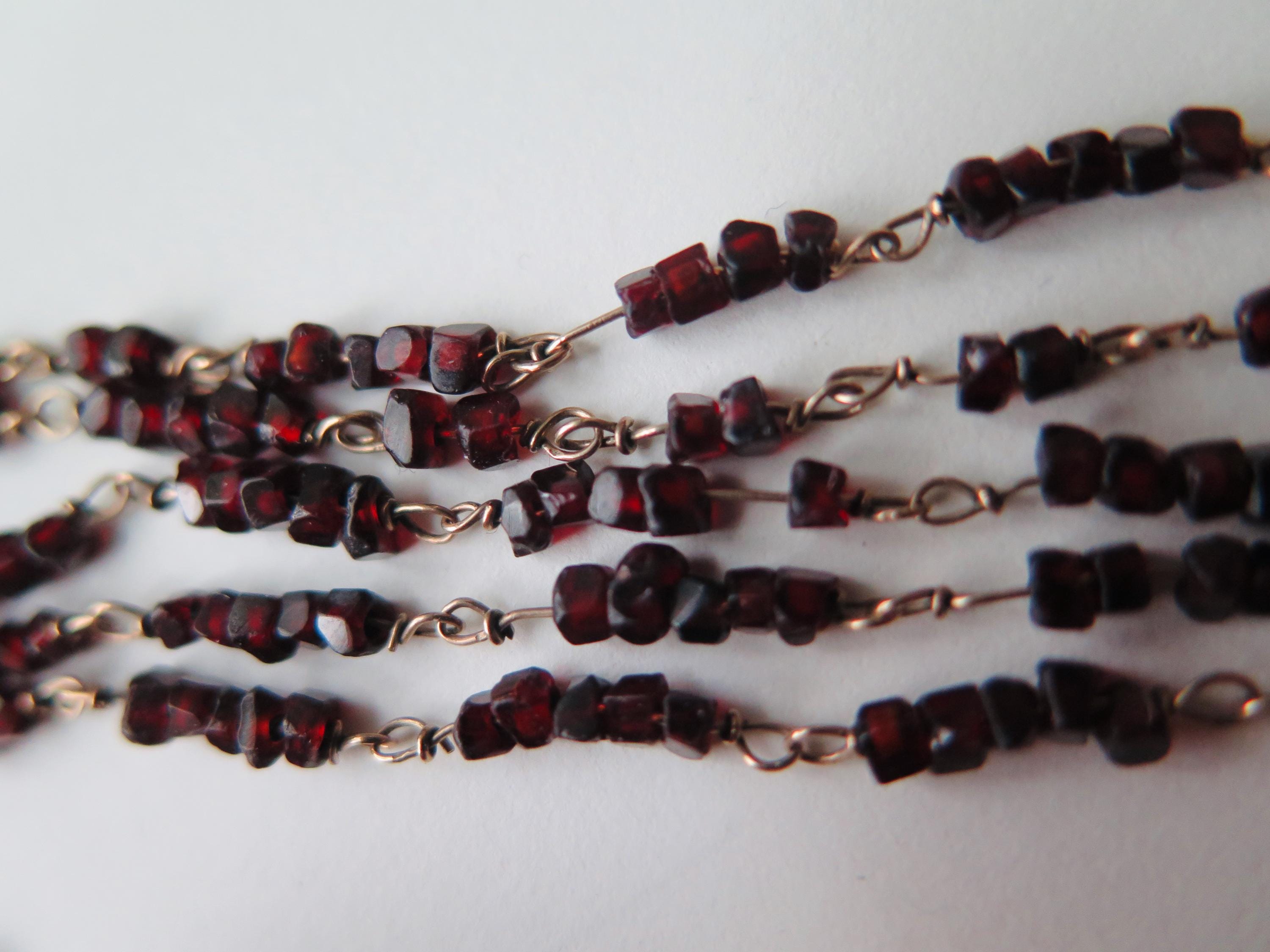 Antique Garnet Necklace 14k Gold Early 1900s Edwardian Garnet Jewelry