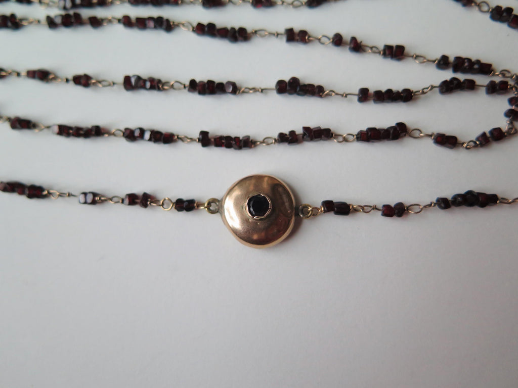 Antique Garnet Necklace 14k Gold Early 1900s Edwardian Garnet Jewelry