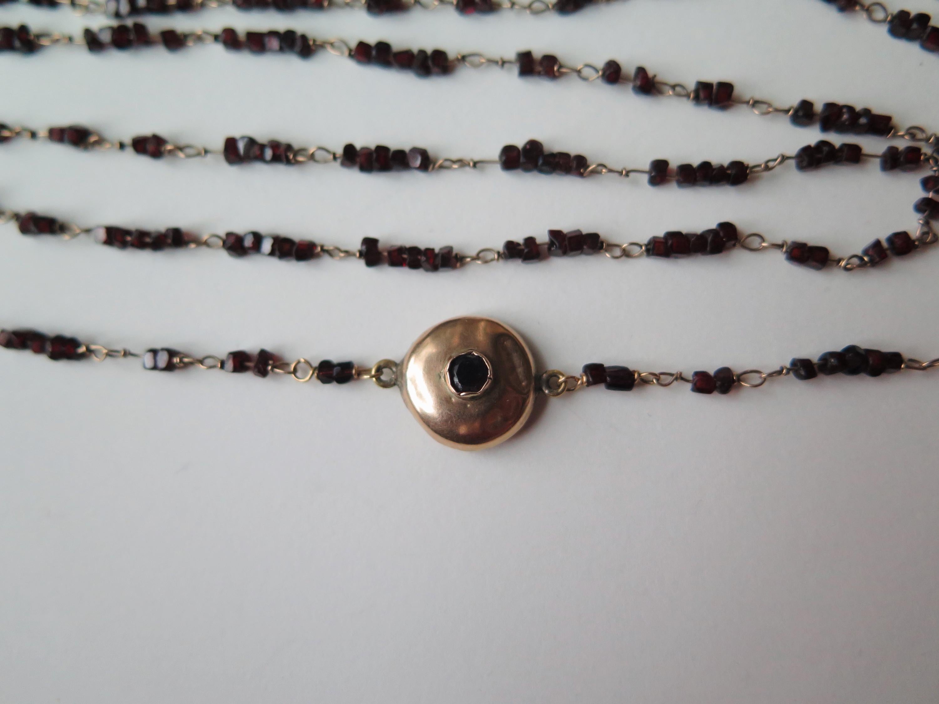 Antique Garnet Necklace 14k Gold Early 1900s Edwardian Garnet Jewelry