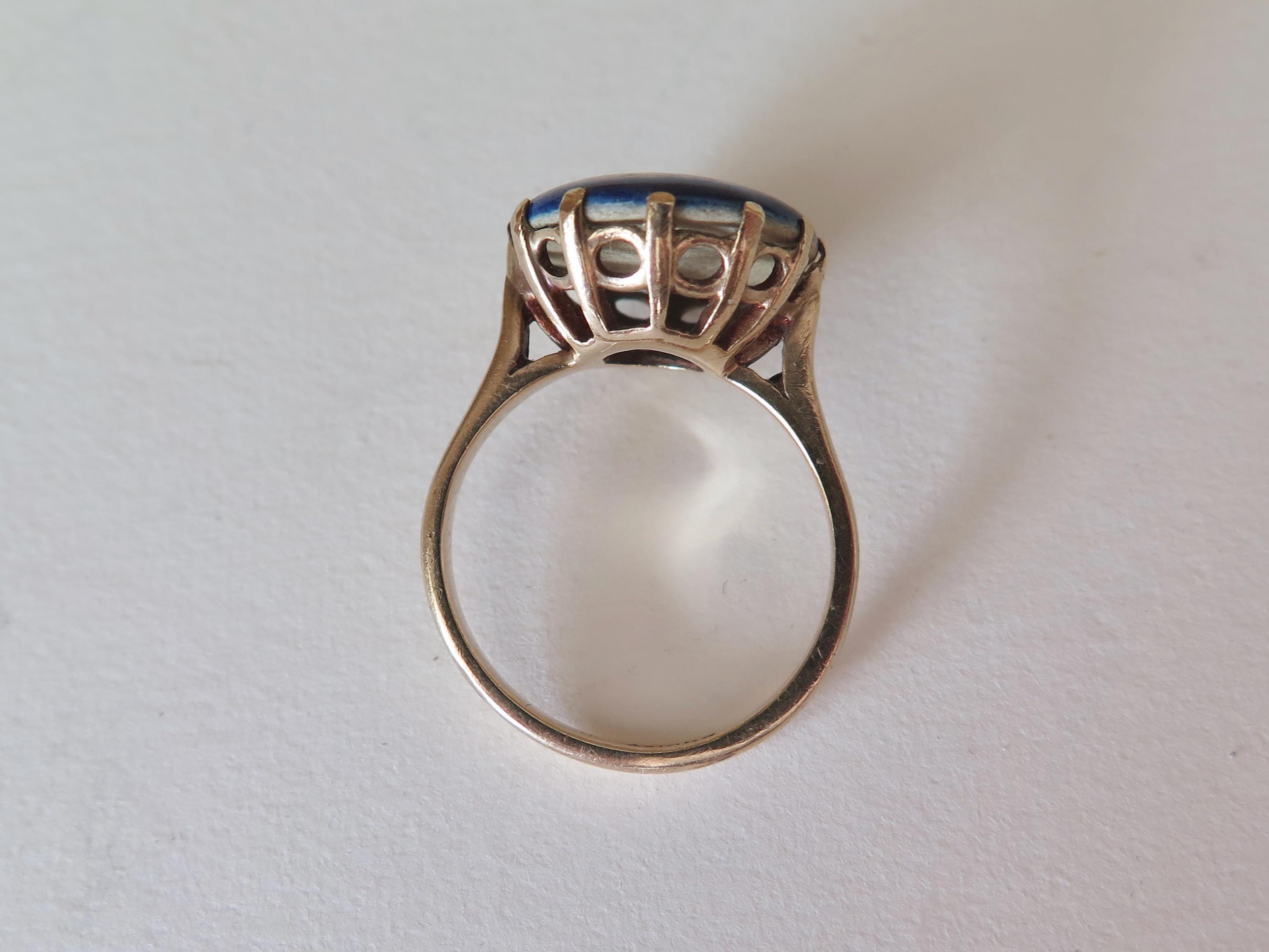 Antique Satsuma Porcelain Ring, 9k Rose Gold Japanese Geisha Miniature, Victorian Meiji Era Ceramic