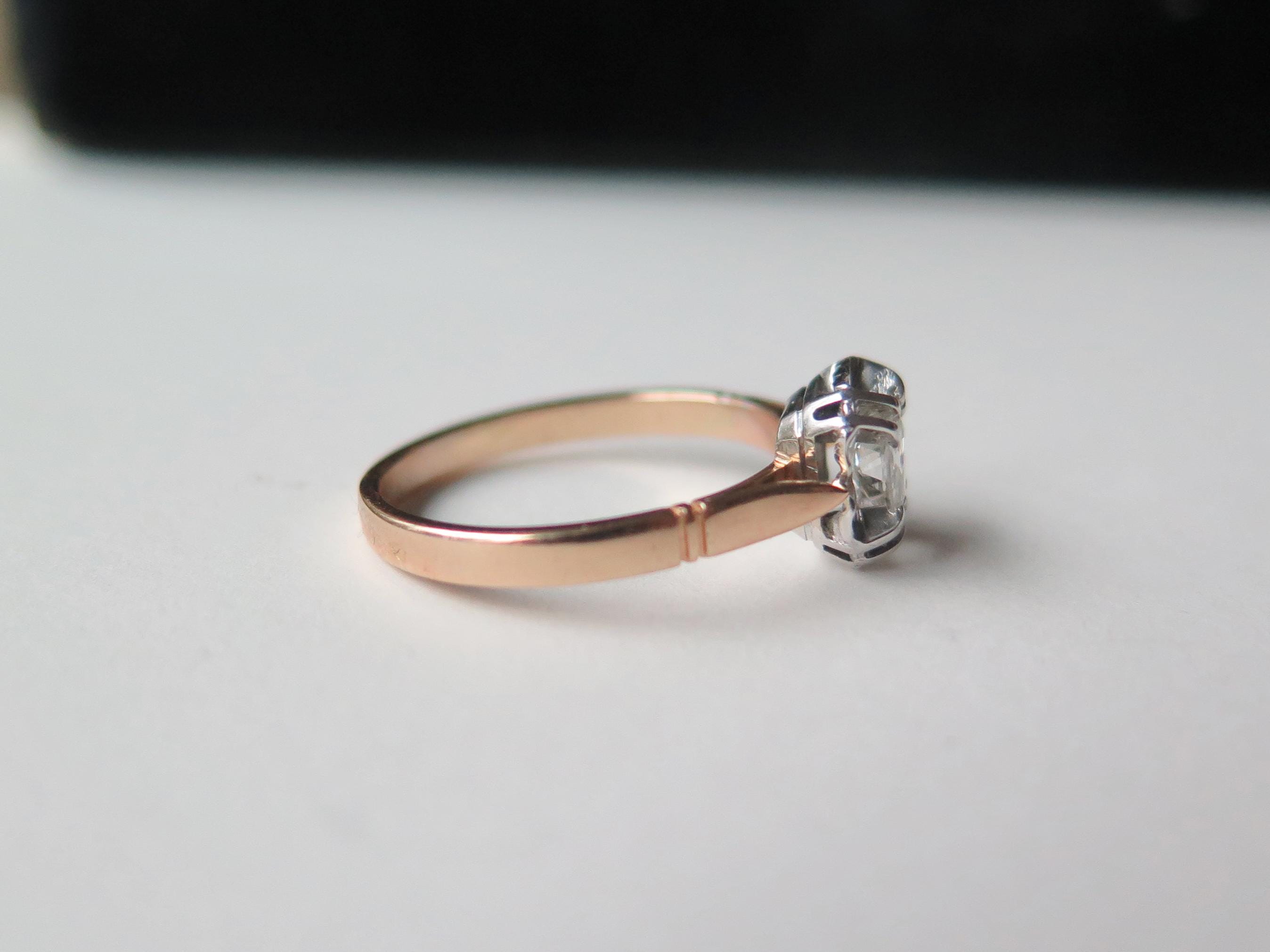 Antique Art Deco Diamond Ring, 18k Gold Illusion Setting, French Engagement Ring