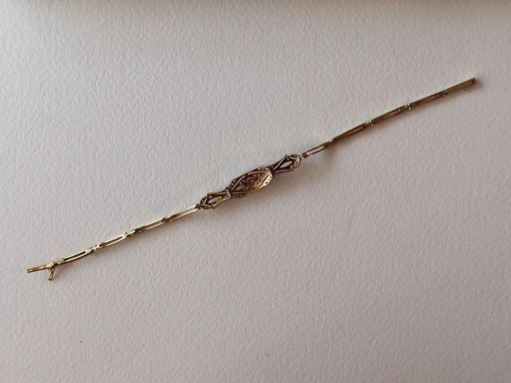 Antique Art Deco Diamond Bracelet, 18k Gold, Rose Cut Diamonds