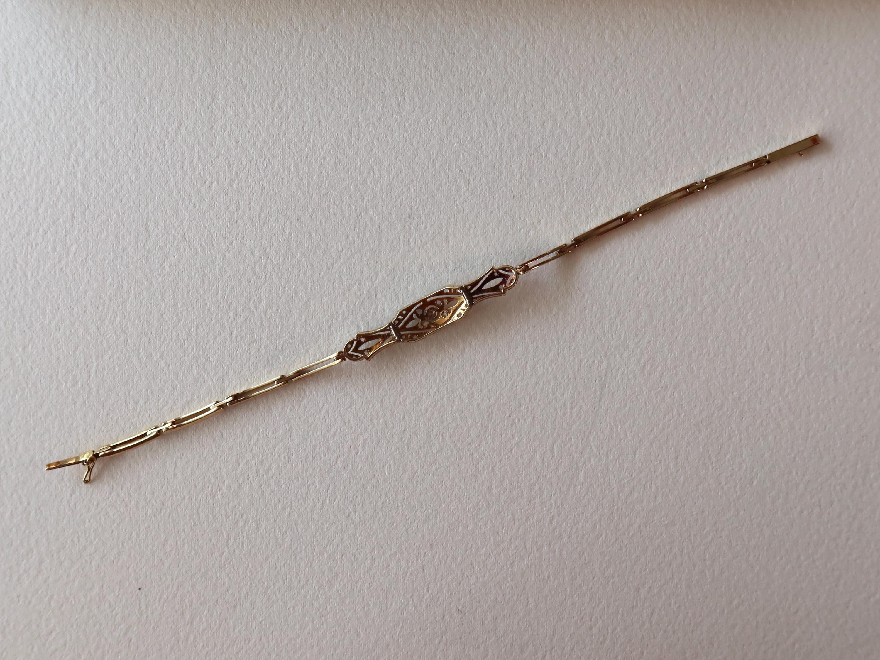 Antique Art Deco Diamond Bracelet, 18k Gold, Rose Cut Diamonds