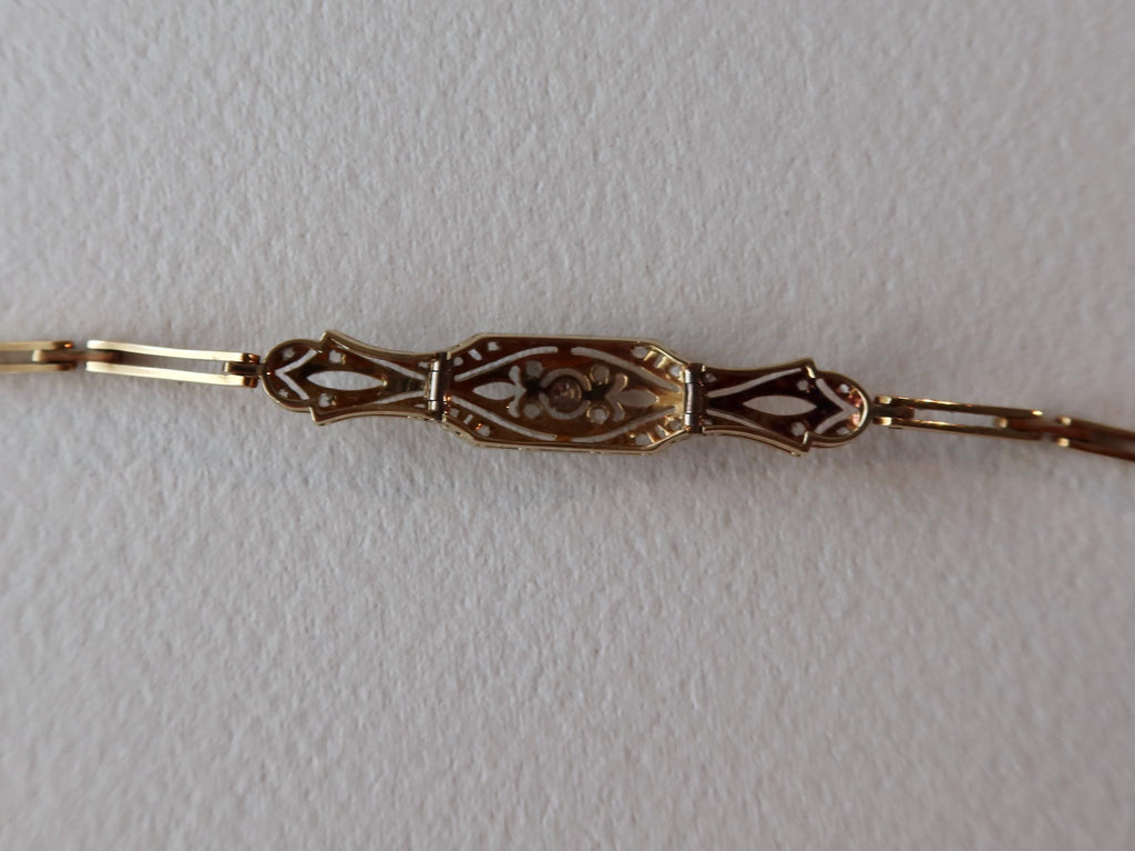 Antique Art Deco Diamond Bracelet, 18k Gold, Rose Cut Diamonds
