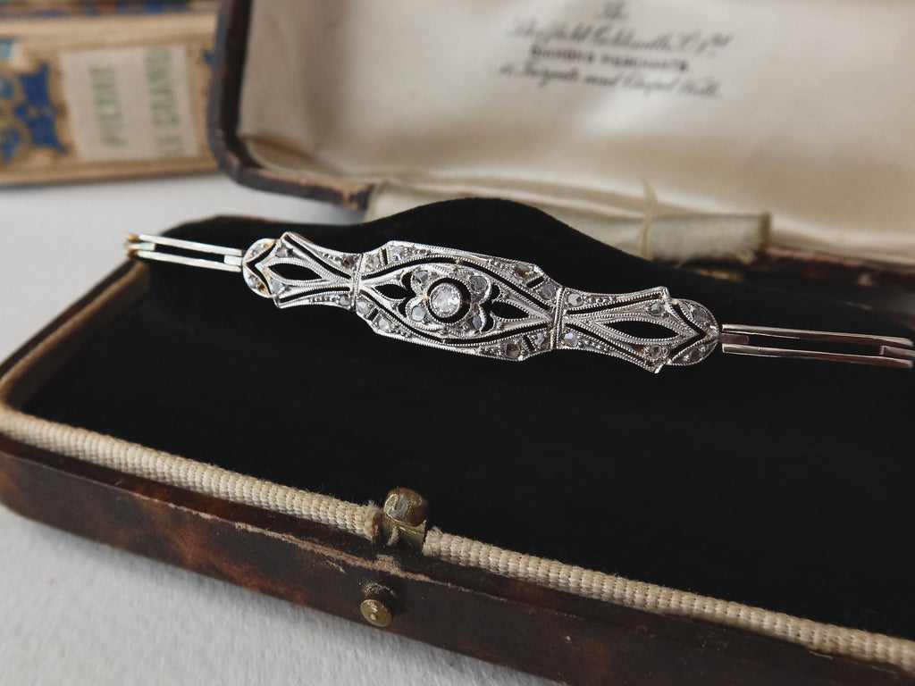 Antique Art Deco Diamond Bracelet, 18k Gold, Rose Cut Diamonds