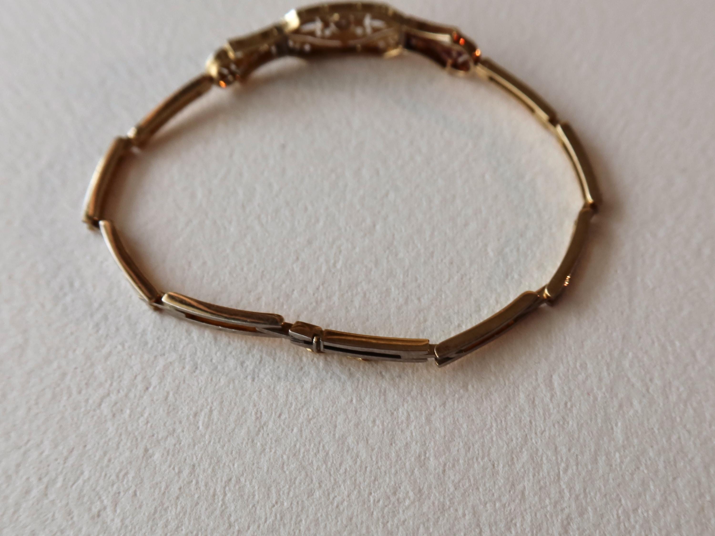 Antique Art Deco Diamond Bracelet, 18k Gold, Rose Cut Diamonds