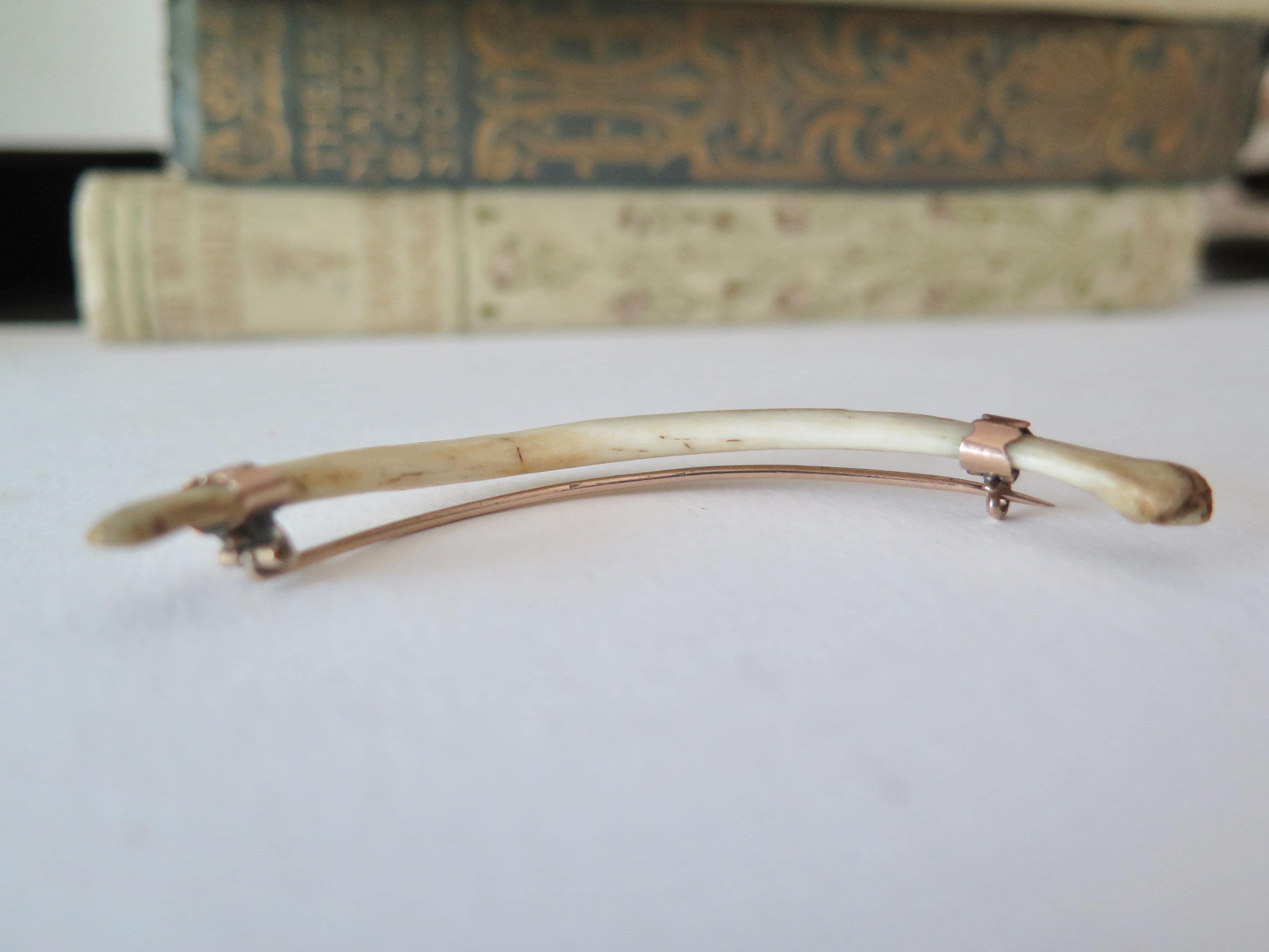 Antique Victorian Raj Baculum Brooch, 9k Rose Gold