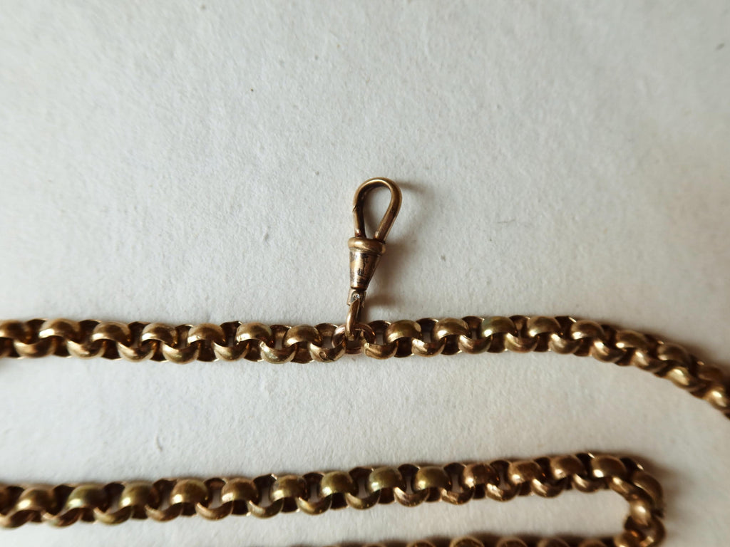 Antique Long Guard Chain, 36.2" Rose Gold Plated Edwardian Muff Chain