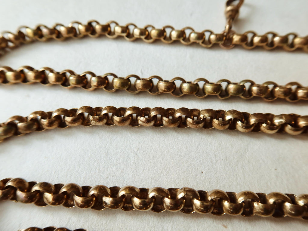 Antique Long Guard Chain, 36.2" Rose Gold Plated Edwardian Muff Chain