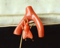 Antique Victorian Coral Fly Tie Pin, Natural Coral Insect Brooch