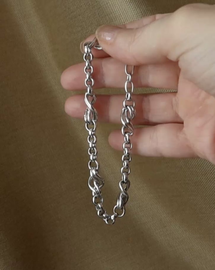 Vintage 18k White Gold Bracelet with Sculptural Interlocking Links