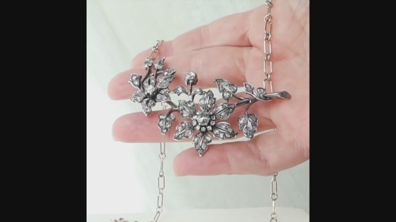 Antique Diamond Floral Convertible Jewel, Necklace / Brooch, Edwardian Belle Époque, c. 1900–1910