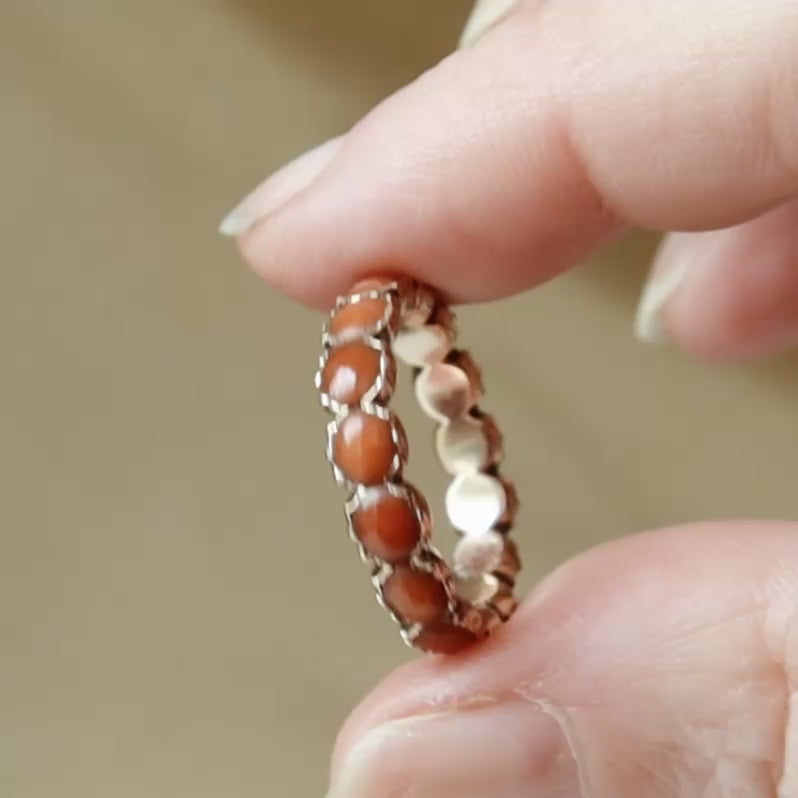 Antique Georgian Coral Infinity Ring 9k Rose Gold